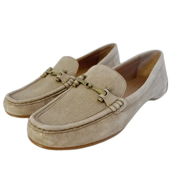 Donald J. Pliner Filo Tan Champagne Metallic Horsebit Loafers Women's Size 10 - Picture 1 of 8